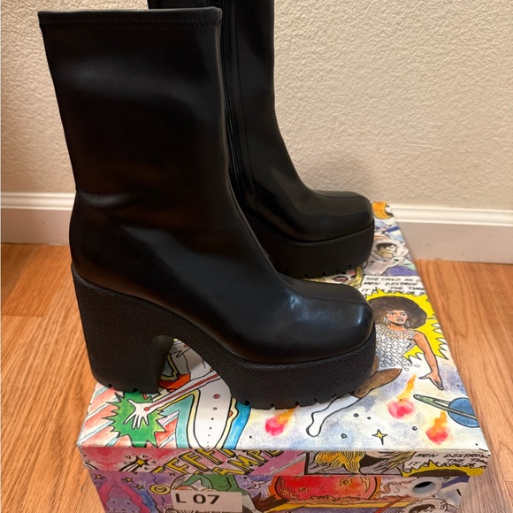 Black Platform Ankle Boots-Jeffrey Campbell - Burning Man - Picture 3 of 7